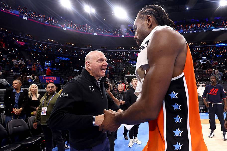 Steve Ballmer and Kawhi Leonar