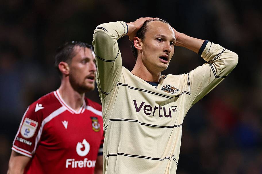 Hjalmar Ekdal reacts during the Sky Bet Championship 2026/27 match between Wrexham and Burnley.