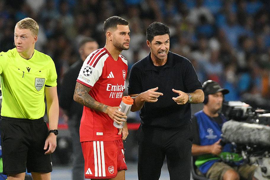 Bruno Guimarães and Mikel Arteta