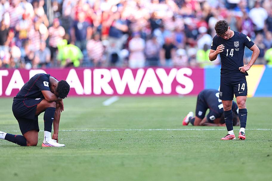 A dejected Sebastian Berhalter of USA after being knocked out during the FIFA World Cup 2026 Round Of 16 match.