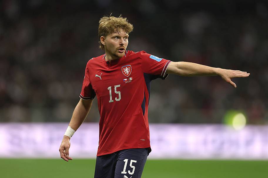 Pavel Sulc #15 of Czechia reacts during the FIFA World Cup 2026 Group A match between Czechia and Mexico.