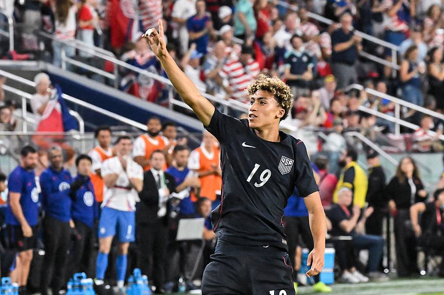 hall celebrating his goal.