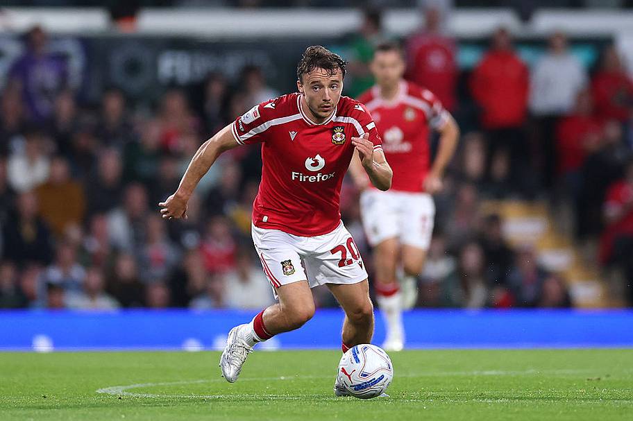 Ollie Rathbone of Wrexham during the Sky Bet Championship 2026/27 match between Wrexham and Birmingham City.