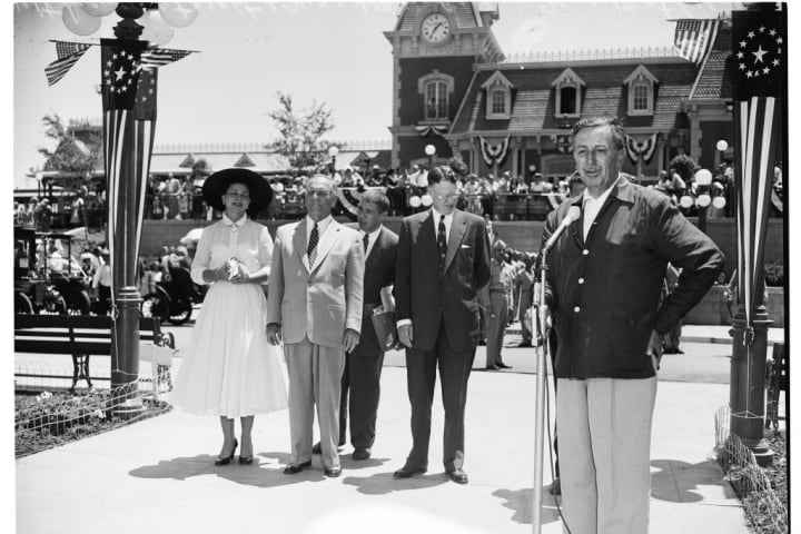 Walt Disney at Disneyland's opening in 1955.