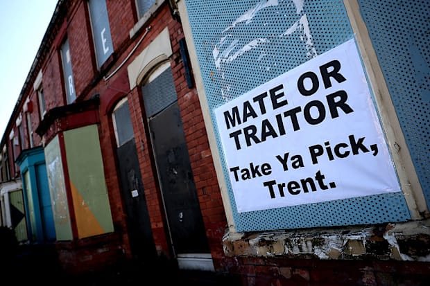 Traitor sign aimed at Trent Alexander-Arnold