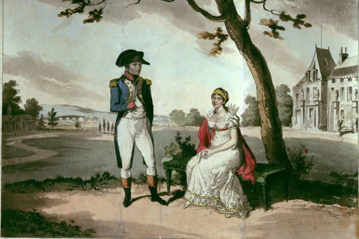 Joséphine and Napoleon in their gardens.