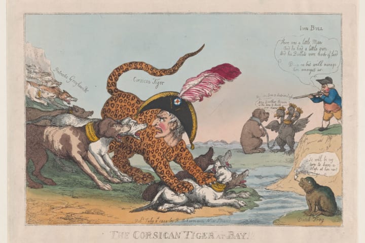 A cartoon of Napoleon as the “Corsican Tiger.”