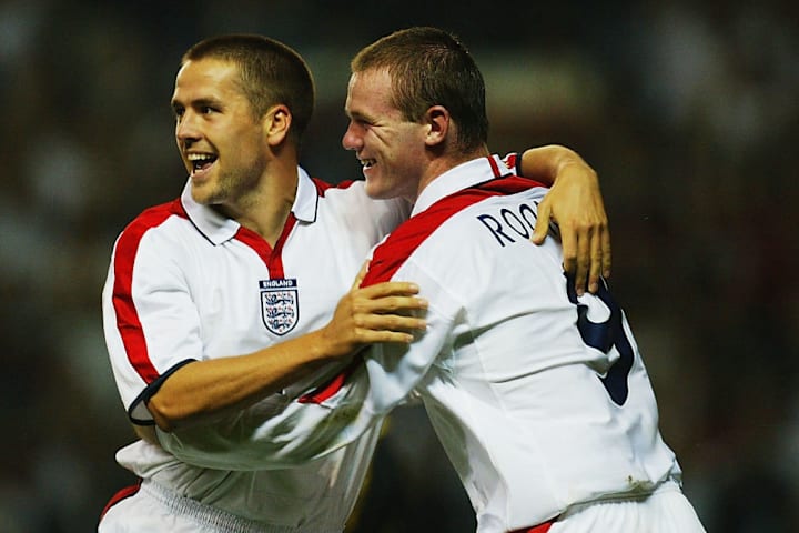 Michael Owen of England celebrates