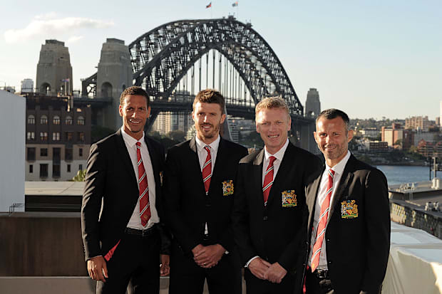 Rio Ferdinand, Michael Carrick, David Moyes, Ryan Giggs Rio Ferdinand, Michael Carrick, David Moyes, Ryan Giggs