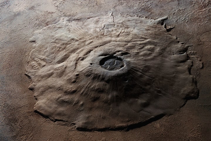 Olympus Mons volcano on Mars.