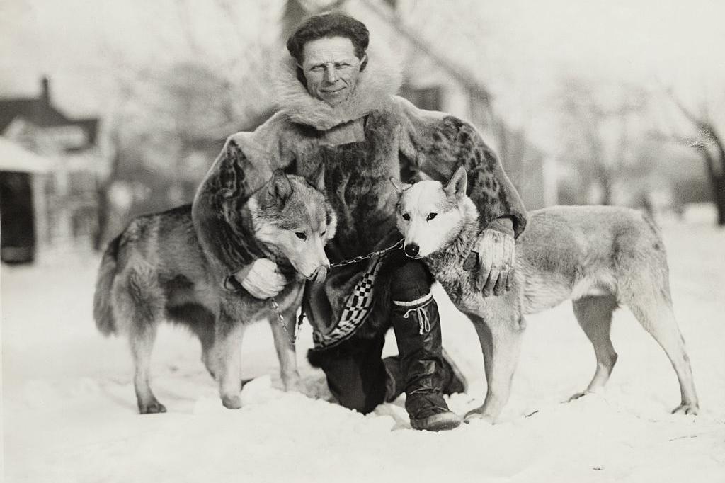 Leonard Seppala with two of his dogs