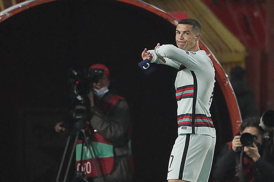Cristiano Ronaldo sulking.