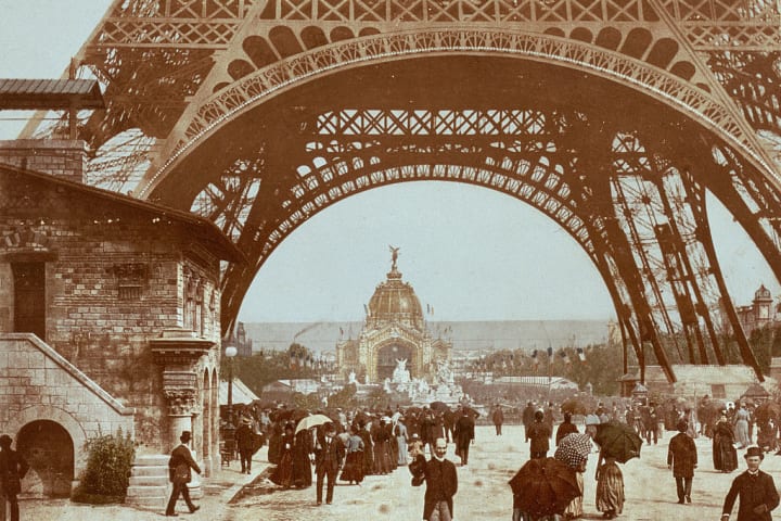 Pedestrians Walking Under Eiffel Tower, 1880s