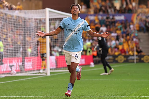 Tijjani Reijnders celebrating.