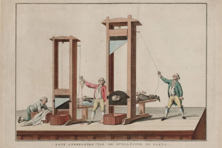 A late 18th-century illustration of the guillotine in Paris from the Collection of Bibliothèque Nationale de France