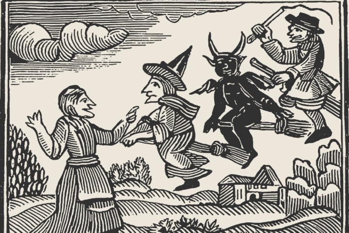 illustration of witches and the devil