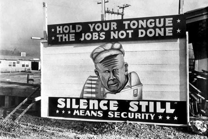Manhattan Project sign requiring secrecy