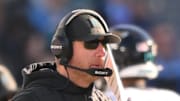 Nov 30, 2025; Nashville, Tennessee, USA; Jacksonville Jaguars head coach Liam Coen stands on the sidelines during the second half against the Tennessee Titans at Nissan Stadium. Mandatory Credit: Steve Roberts-Imagn Images