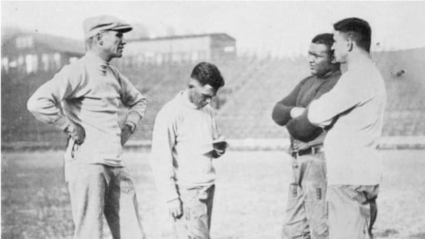 Cal football coach Andy Smith (left) and his four-man coaching staff, circa 1924
