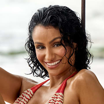 Nazanin Mandi was photographed by Yu Tsai in Jamaica. Swimsuit by DEPAREL.