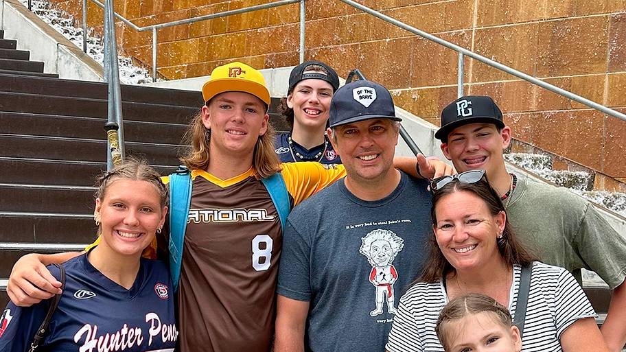 Striker Pence with his family