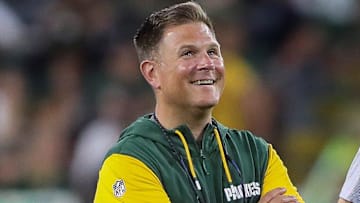 Green Bay Packers general manager Brian Gutekunst watches practice during Family Night on Saturday, August 3, 2024, at Lambeau Field in Green Bay, Wis. 
Tork Mason/USA TODAY NETWORK-Wisconsin