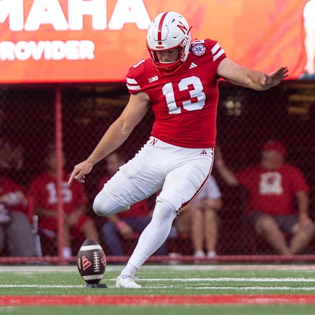 Nebraska punter Brian Buschini on kickoff for the Cornhuskers against Northern Iowa.