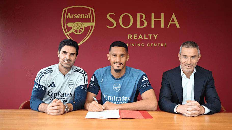 Mikel Arteta, William Saliba, Andrea Berta