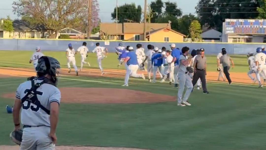 Bishop Amat (CA) celebrates a walk-off victory after rallying back to beat La Salle 9-8.