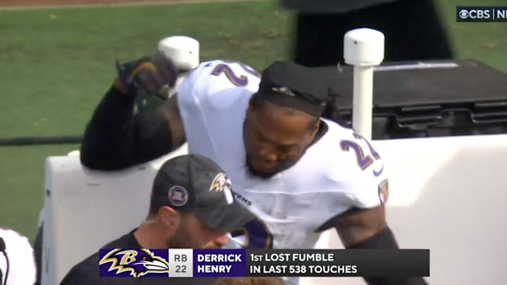 Derrick Henry was not happy after his early fumble against the Steelers. Derrick Henry was not happy after his early fumble against the Steelers.