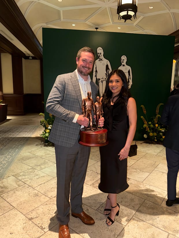 Oregon Ducks coach Dan Lanning and wife Sauphia beamed with pride and gratitude as he received the prestigious Stallings Awar