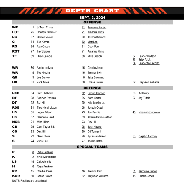 Bengals Depth Chart