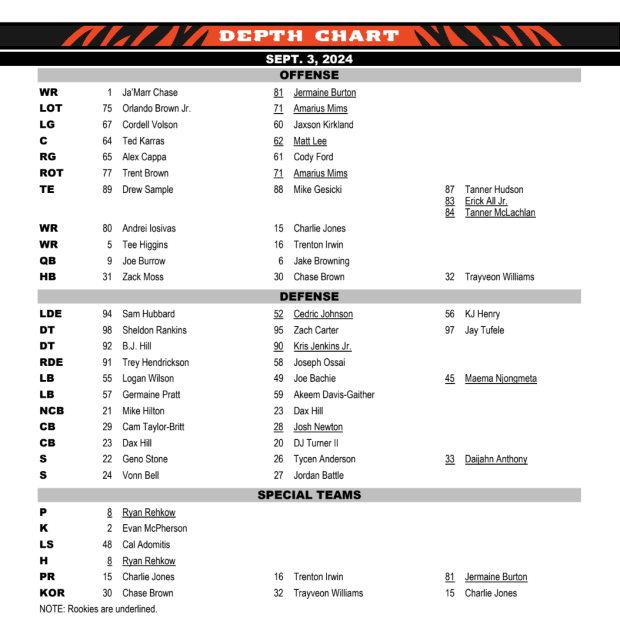 Bengals Depth Chart