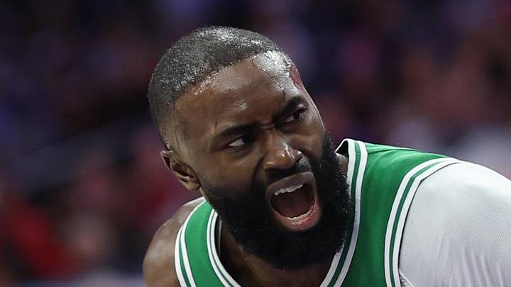 Boston Celtics guard Jaylen Brown (7) drives during the second quarter at Xfinity Mobile Arena on Apr 30, 2026.