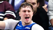 Dallas Mavericks forward Cooper Flagg reacts during the second half against the Washington Wizards.