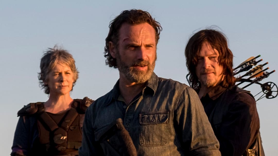 Melissa McBride as Carol Peletier, Andrew Lincoln as Rick Grimes, Norman Reedus as Daryl Dixon - The Walking Dead Season 8, Episode 16