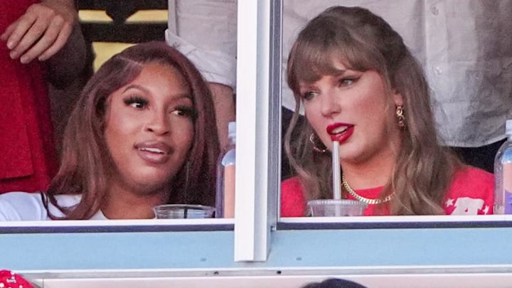 Sep 15, 2024; Kansas City, Missouri, USA; Recording artist Taylor Swift watches play during the second half of the game between the Kansas City Chiefs and Cincinnati Bengals at GEHA Field at Arrowhead Stadium. 