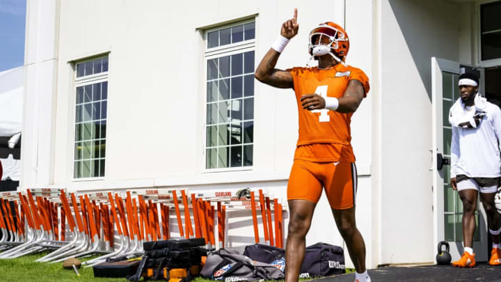 Deshaun Watson takes the field before the Browns second Training Camp Practice