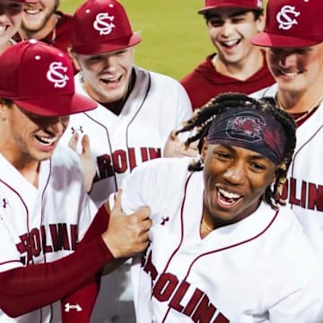 South Carolina Baseball celebrates a walk off win