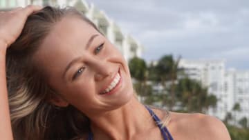 Nelly Korda poses for SI Swimsuit at The Boca Raton in behind the scenes photo