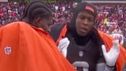 Shedeur Sanders and Jerry Jeudy had an animated exchange on the sideline during the Browns’ loss on Sunday.
