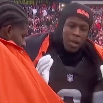 Shedeur Sanders and Jerry Jeudy had an animated exchange on the sideline during the Browns’ loss on Sunday.