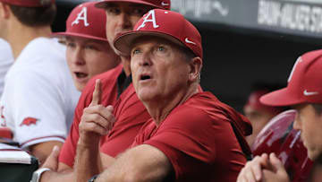Razorback coach Dave Van Horn reacts during Arkansas' series opener against Tennessee. The Volunteers won 10-7.