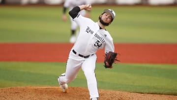 Louisville right-handed pitcher Kaleb Corbett (54)