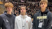 Braxton Keathley (center) alongside 2026 Purdue commits Jacob Webber and Rivers Knight