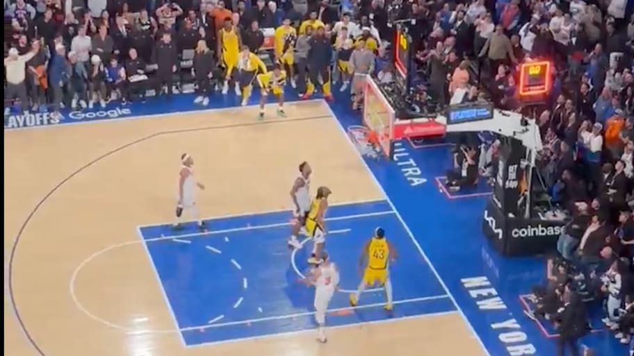 Madison Square Garden crowd reacts to Tyrese Haliburton's shot.  | Leigh Ellis on X