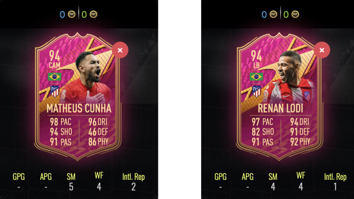 The second FUTTIES Dynamic Duo challenges went live on July 22 in FIFA 22, highlighting two of Atletico Madrid's Brazilian stars Matheus Cunha and Ren