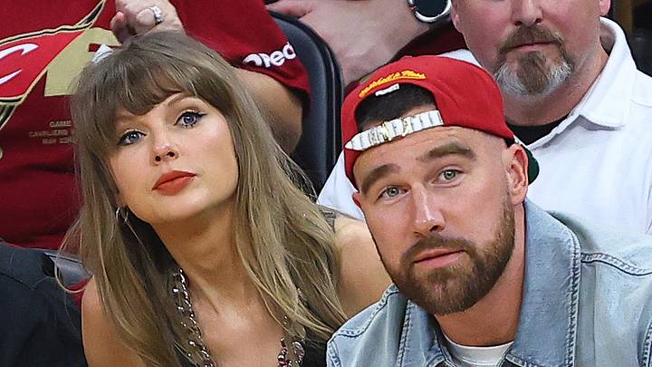 Taylor Swift and Travis Kelce at New York Knicks v Cleveland Cavaliers