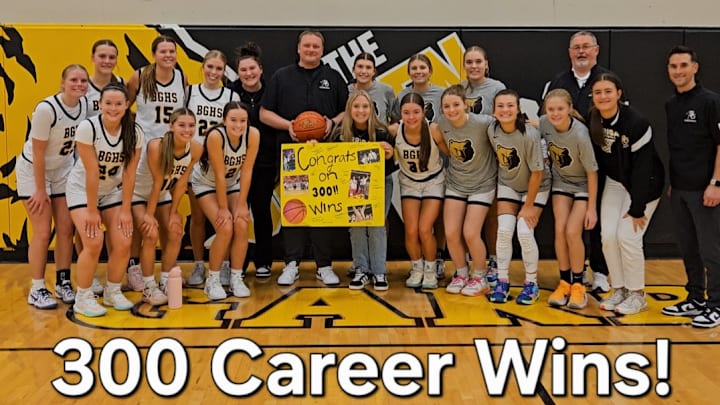 Bishop Garrigan girls head coach Brandon Schwab won his 300th career game earlier this week. Bishop Garrigan girls head coach Brandon Schwab won his 300th career game earlier this week.