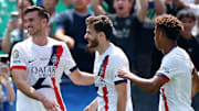 Khvicha Kvaratskhelia (middle) scored the opening and winning goal for PSG against the Seattle Sounders on Monday. 